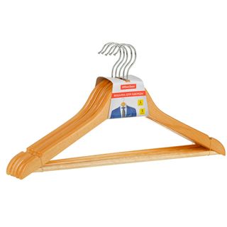 Вешалки для одежды OfficeClean, деревянные, 5 шт в уп., цвет натуральный / Вешалки