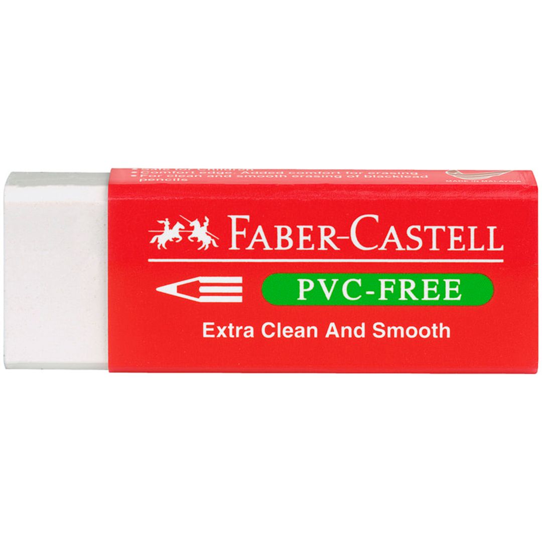 Ластик Faber-Castell "PVC-free", прямоугольный, картонный футляр, 63*22*11 мм, белый