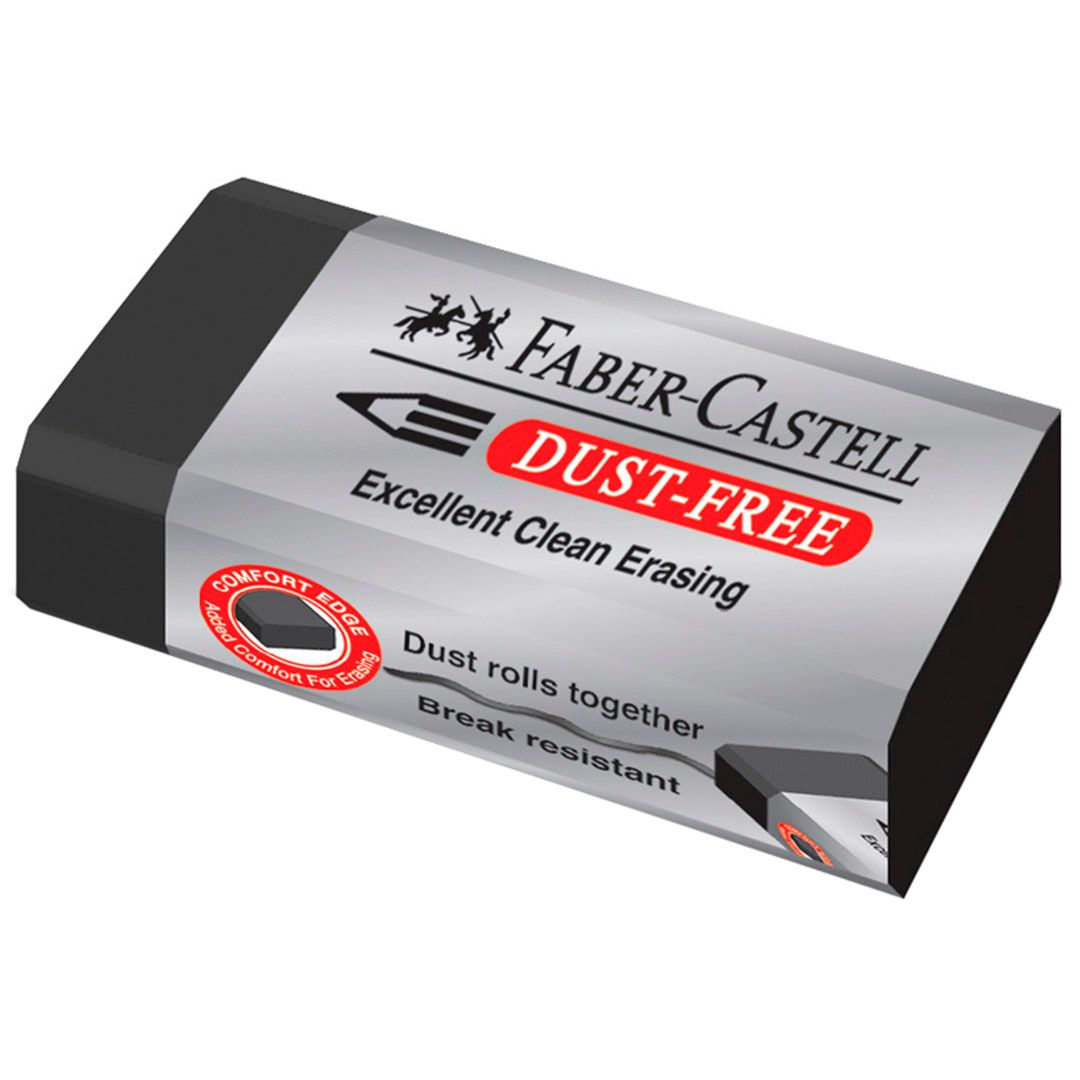 Ластик Faber-Castell "Dust-Free", прямоугольный, картонный футляр, 45*22*13 мм, черный