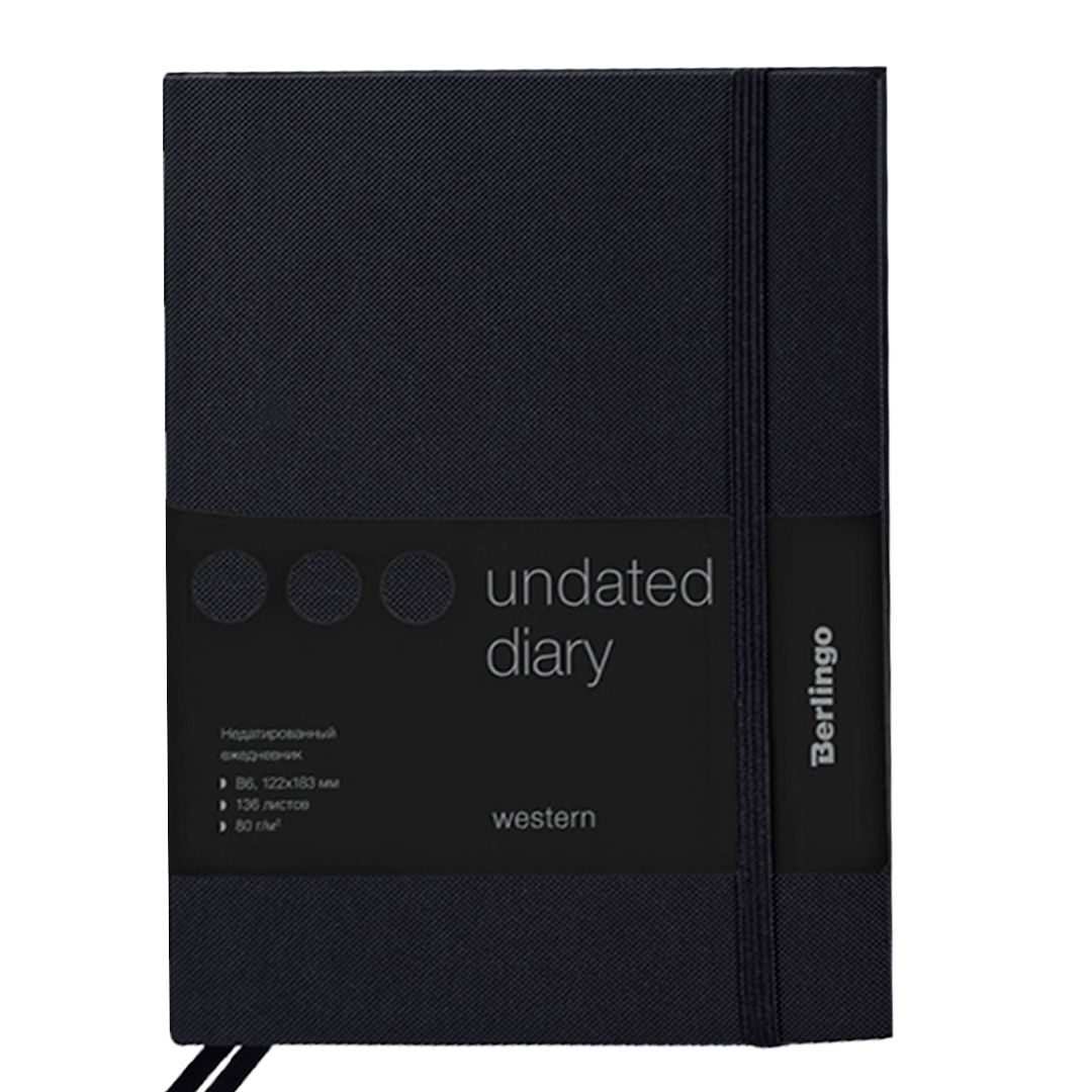 Ежедневник недатированный Berlingo "Western", B6, 136 л., с резинкой, черный / Ежедневники недатированные