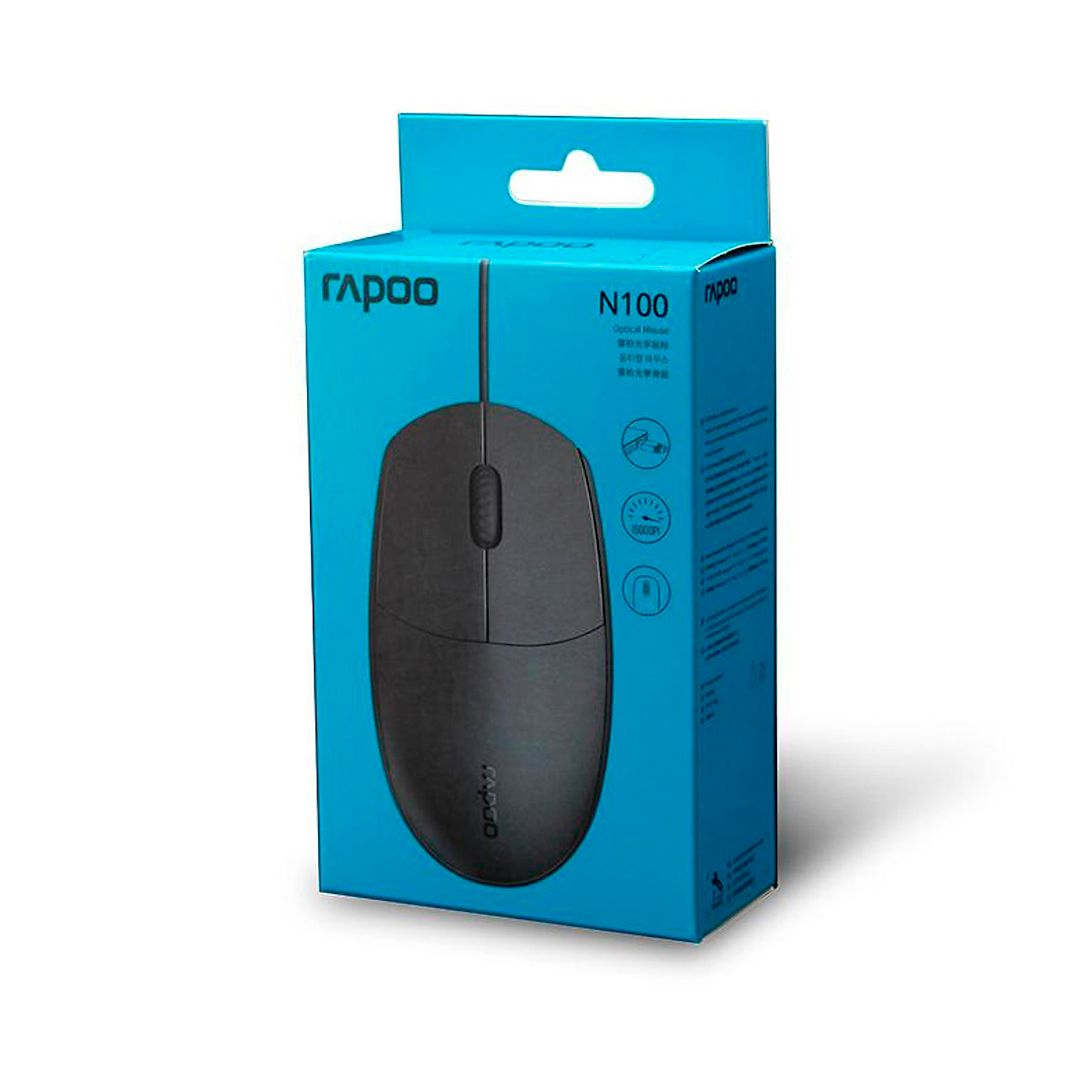 Мышь проводная оптическая Rapoo N100, 2 кнопки, 1600 dpi, черная / Мыши проводные №3