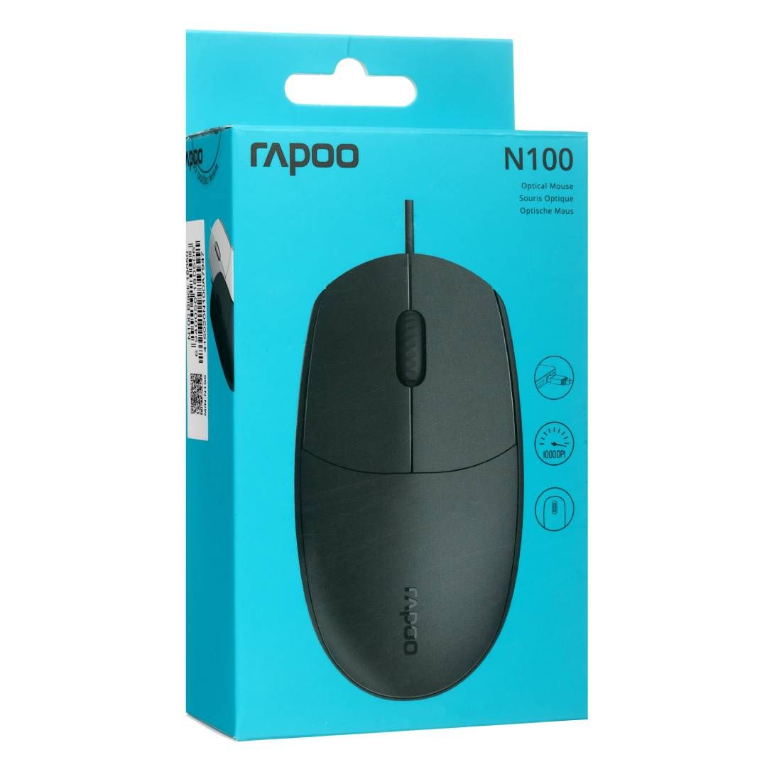 Мышь проводная оптическая Rapoo N100, 3 кнопки, 1600 dpi, USB, черная / Мыши проводные №5 oe.kz Мышь проводная оптическая Rapoo N100, 3 кнопки, 1600 dpi, USB, черная / Мыши проводные №5