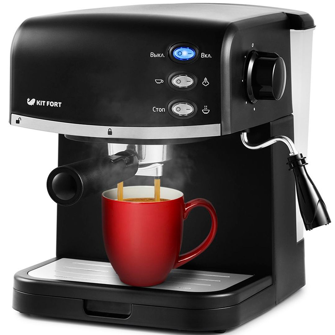 Мүйізшелі кофеқайнатқыш Kitfort КТ-718, 1,5 л, қара / Кофеқайнатқыштар