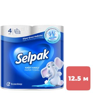 Қағаз сүлгілер Selpak, 3 қабатты, қаптамада 2 орам,12,5 м, ақ / Тұрмыстық сүлгілер