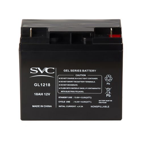 Аккумуляторная батарея SVC GL1218, 12В, 18 Ач, размер 182*77*168 мм, черная