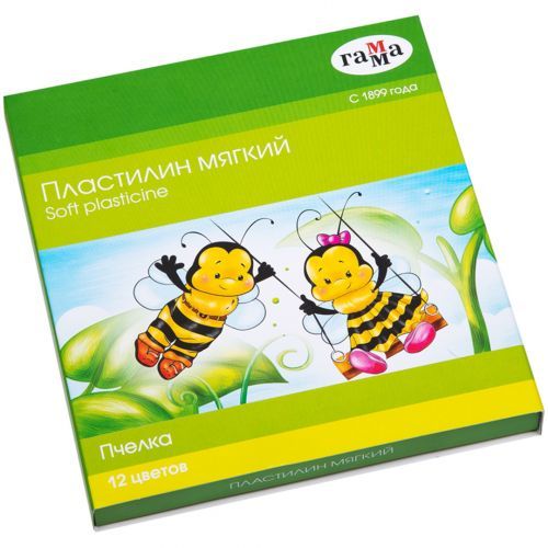 Пластилин Гамма "Пчелка", 12 цветов, мягкий, восковой, со стеком / Аксессуары для лепки №2