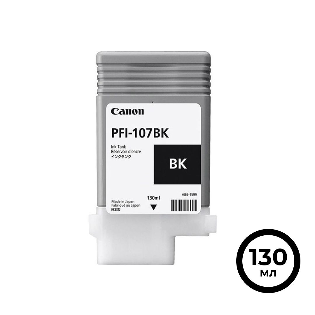 Тонер оригинальный Canon PFI-107BK для imagePROGRAF-iPF670/680/685/770/780/785, черный, 130 мл / null