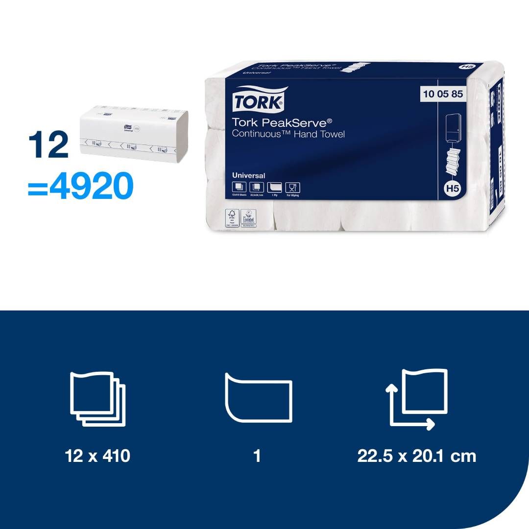Полотенца бумажные Tork "Peak Serve", 410 шт, 1-слойные, 20*22 см, сложение Z, белые / Полотенца для диспенсеров №6 oe.kz Полотенца бумажные Tork "Peak Serve", 410 шт, 1-слойные, 20*22 см, сложение Z, белые / Полотенца для диспенсеров №6