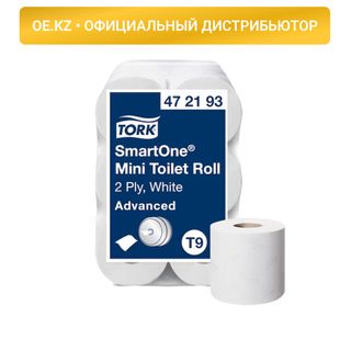 Туалетная бумага рулонная Tork SmartOne, 112 метров, 2-х слойная, белая / Бумага туалетная бытовая oe.kz Туалетная бумага рулонная Tork SmartOne, 112 метров, 2-х слойная, белая / Бумага туалетная бытовая