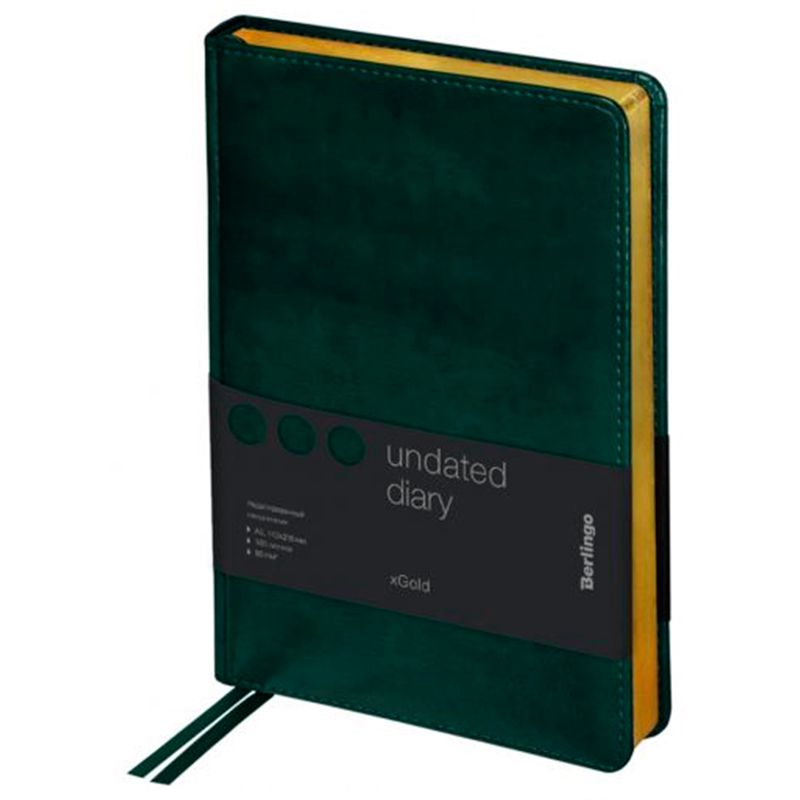 Ежедневник недатированный Berlingo "xGold", А5, 160 л., кожзам, золотой срез, зеленый / Ежедневники недатированные №2 oe.kz Ежедневник недатированный Berlingo "xGold", А5, 160 л., кожзам, золотой срез, зеленый / Ежедневники недатированные №2