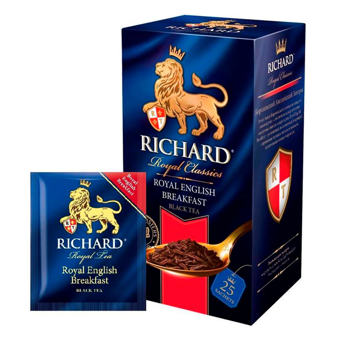 Чай Richard Royal English Breakfast, черный, 25 пакетиков / Чай пакетированный