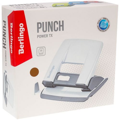 Дырокол Berlingo "Power TX", захват 20 листов, металлический, ассорти / Дыроколы до 20 листов №2