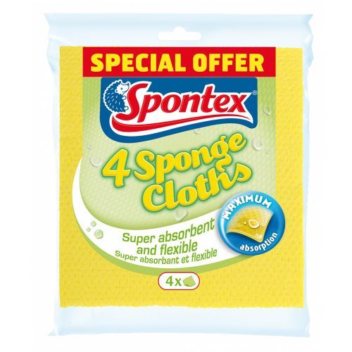 Салфетки губчатые Spontex "Sponge Cloths", в комплекте 4 шт. / Салфетки хозяйственные