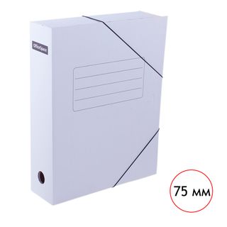 Папка архивная OfficeSpace, 75*250*320 мм, вместимость 700 листов, на резинках, белая / Архивные короба и папки с завязками