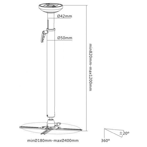 Крепление для проектора на потолок Deluxe DLPRB-16-02L / null №2 oe.kz Крепление для проектора на потолок Deluxe DLPRB-16-02L / null №2