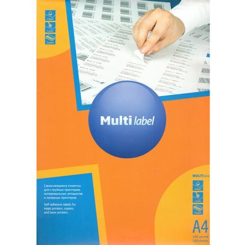 Этикетка самоклеящаяся Multilabel, A4, размер 38*21,2 мм, 65 этикетки, 100 листов / Самоклеящиеся этикетки универсальные №3