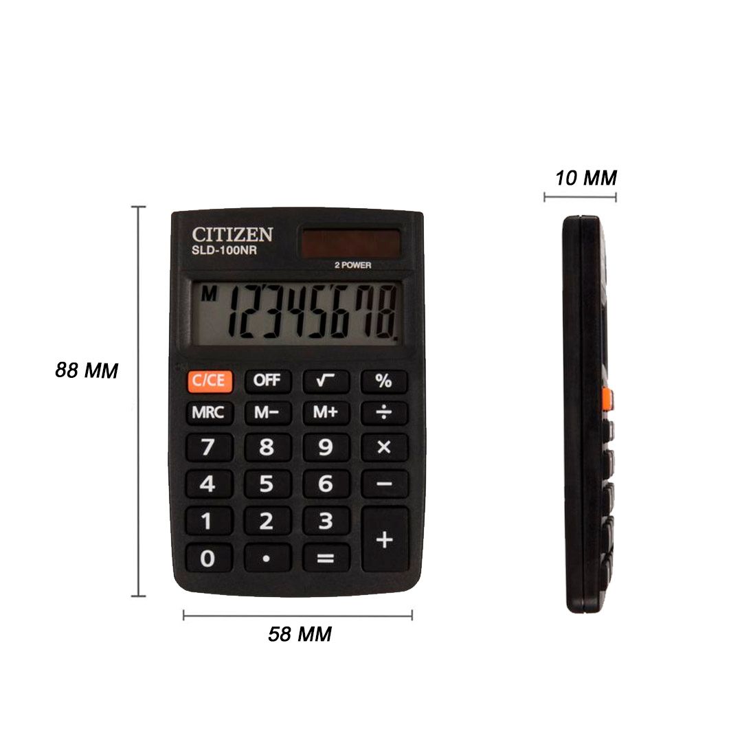 Калькулятор карманный Citizen SLD-100NR, 8 разрядный, размеры 58*88*10 мм / Калькуляторы карманные №6
