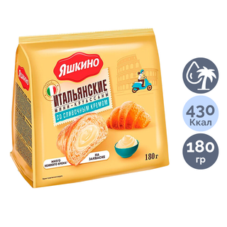 Яшкино "Кілегейлі крем" мини-круассандары, 180 гр / Печенье, вафлилер, крекерлер