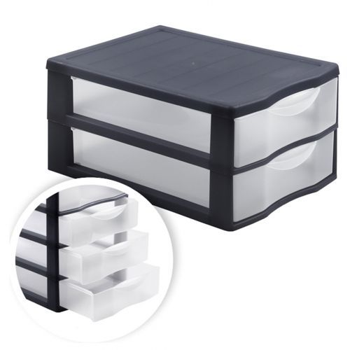 Универсальный бокс Стамм, большой, 2 отделения, черный, лотки прозрачные / Лотки секционные