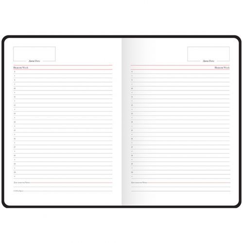 Ежедневник недатированный OfficeSpace "Nebraska", А5, 136 л, кожзам, черный / Ежедневники недатированные №4