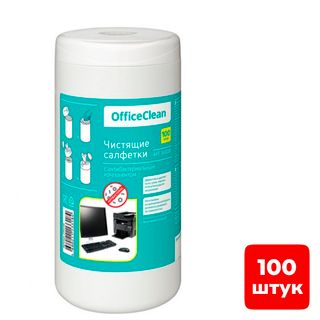 Туба с влажными чистящими салфетками OfficeClean, универсальные, 100 шт/туба / Салфетки в тубе