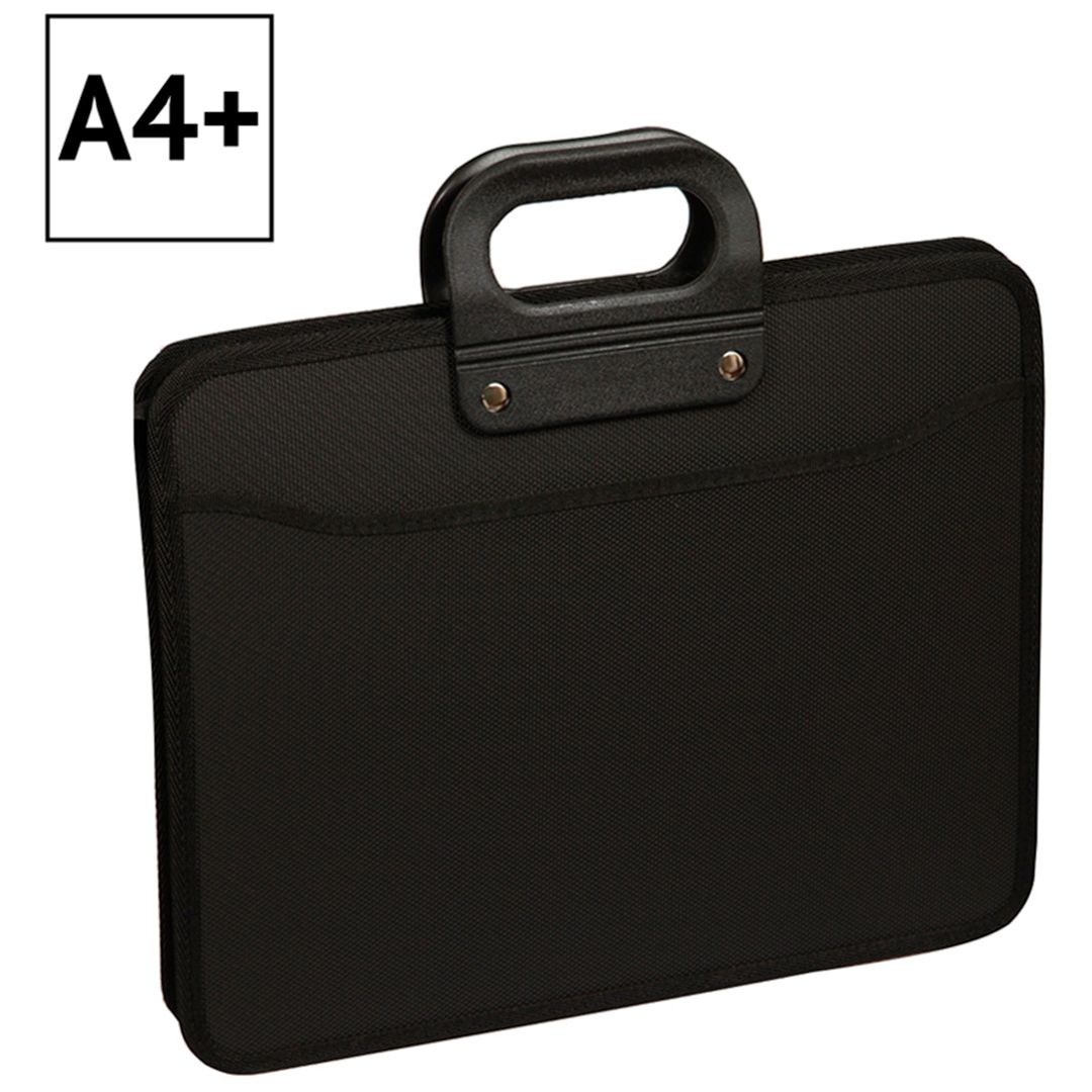 Папка-портфель OfficeSpace, А4+ формата, 3 отделения, на молнии, черный / Портфели с отделениями №2