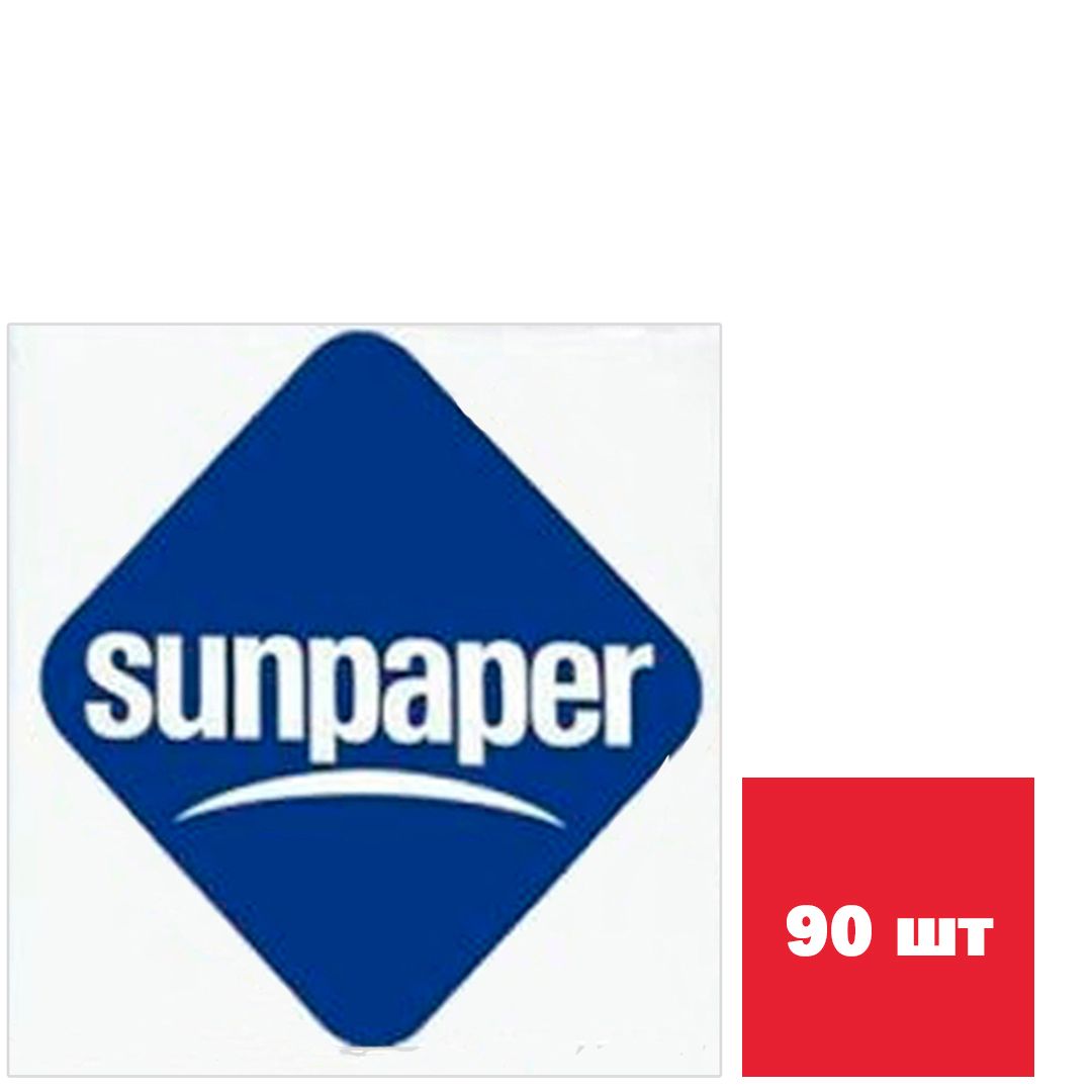 Салфетки Sunpaper, 1-слойные, 90 шт., размер листа 24*24 см, белые