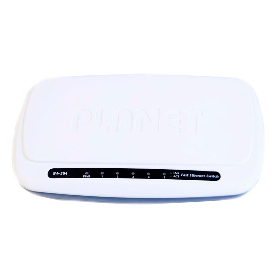 Коммутатор Planet SW-504, настольный, 5 портов 10/100M RJ45, корпус пластик / Коммутатор, маршрутизаторы, модемы
