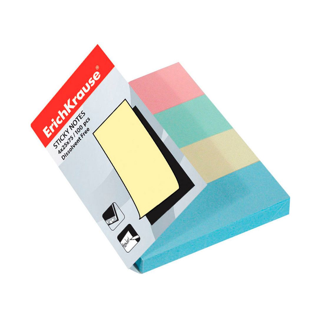 Закладки самоклеящиеся Erich Krause, бумажные, 75*25 мм, 4 цвета, 400 листов / Закладки самоклеящиеся №2