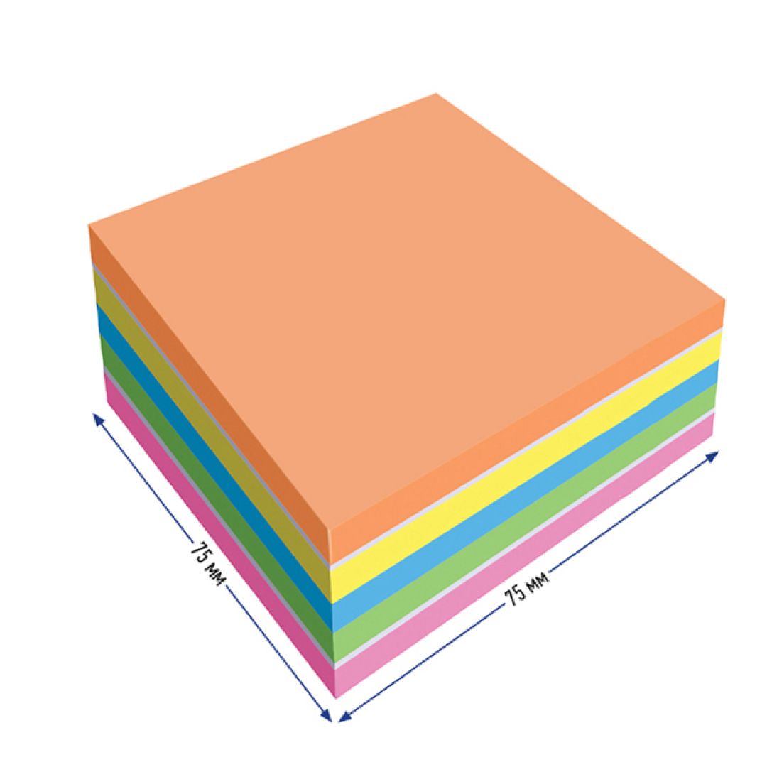 Блок самоклеящийся 75*75 мм, Berlingo "Ultra Sticky", 5 неоновых цвета + 1 белый, 450 листов