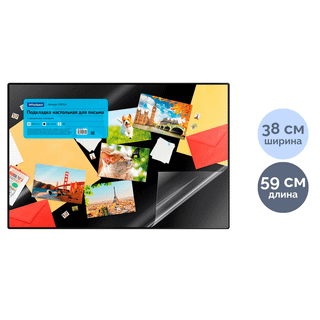 Үстел төсеніші OfficeSpace, 38*59 см, мөлдір клапан, қара / Үстел кілемшелері
