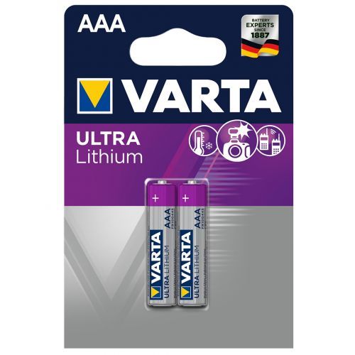 Батарейки Varta ULTRA Lithium мизинчиковые AAA LR06, 1.5V, 2 шт./уп, цена за упаковку / Батарейки