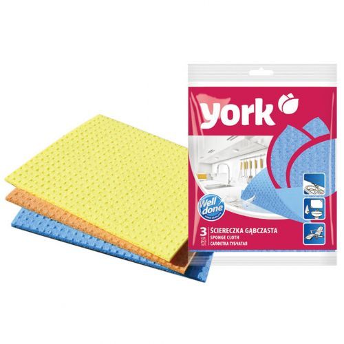 Салфетки губчатые York, размер 17,5*15,5 см, в комплекте 3 шт., ассорти / Салфетки хозяйственные