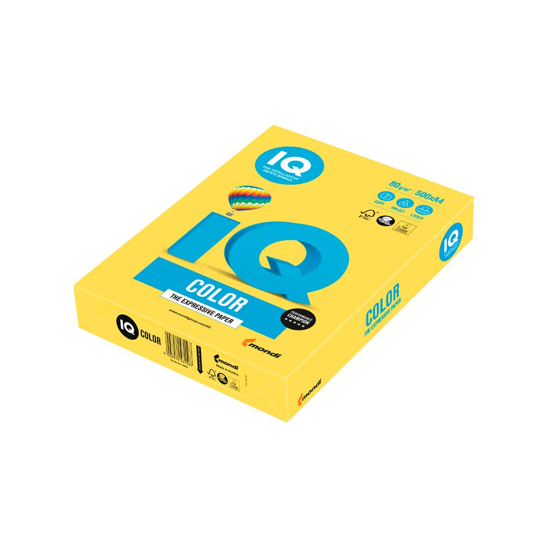 Бумага IQ Color Intensive, А4, 80 г/м2, 500 листов, канареечно-желтая / Бумага цветная №2