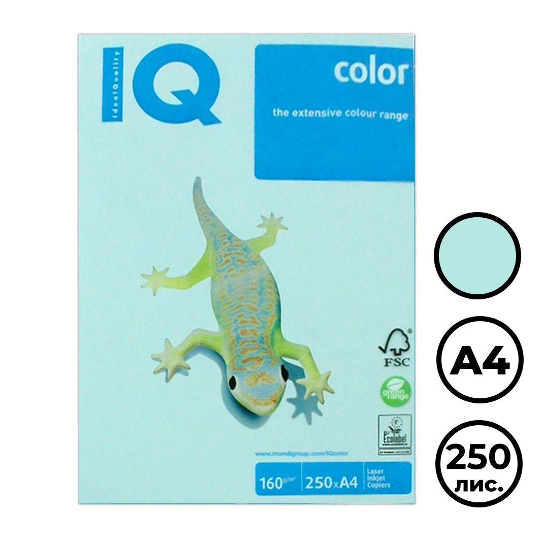 IQ Color Intensive қағазы, А4, 160 г/м2, 250 парақ, ашық көк