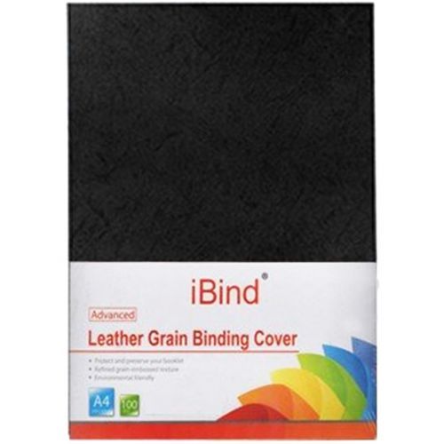 Подложки для переплета картонные iBind, А4, 230 гр, черные с тиснением "кожа", 100 шт. / Картонные подложки