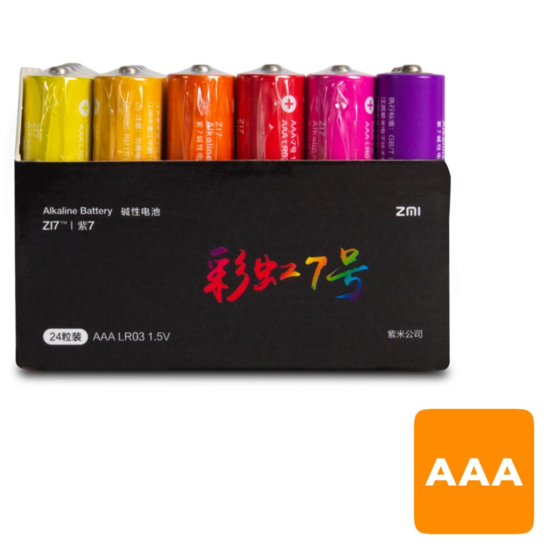 Батарейки Xiaomi ZMI ZI Rainbow 7 мизинчиковые АAA, 1.5V, 24 шт./уп, цена за упаковку / Батарейки