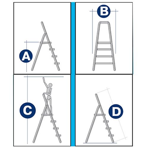 Стремянка алюминиевая Corda 3, 3 ступени, рабочая высота 260 см / Стремянки, лестницы №2