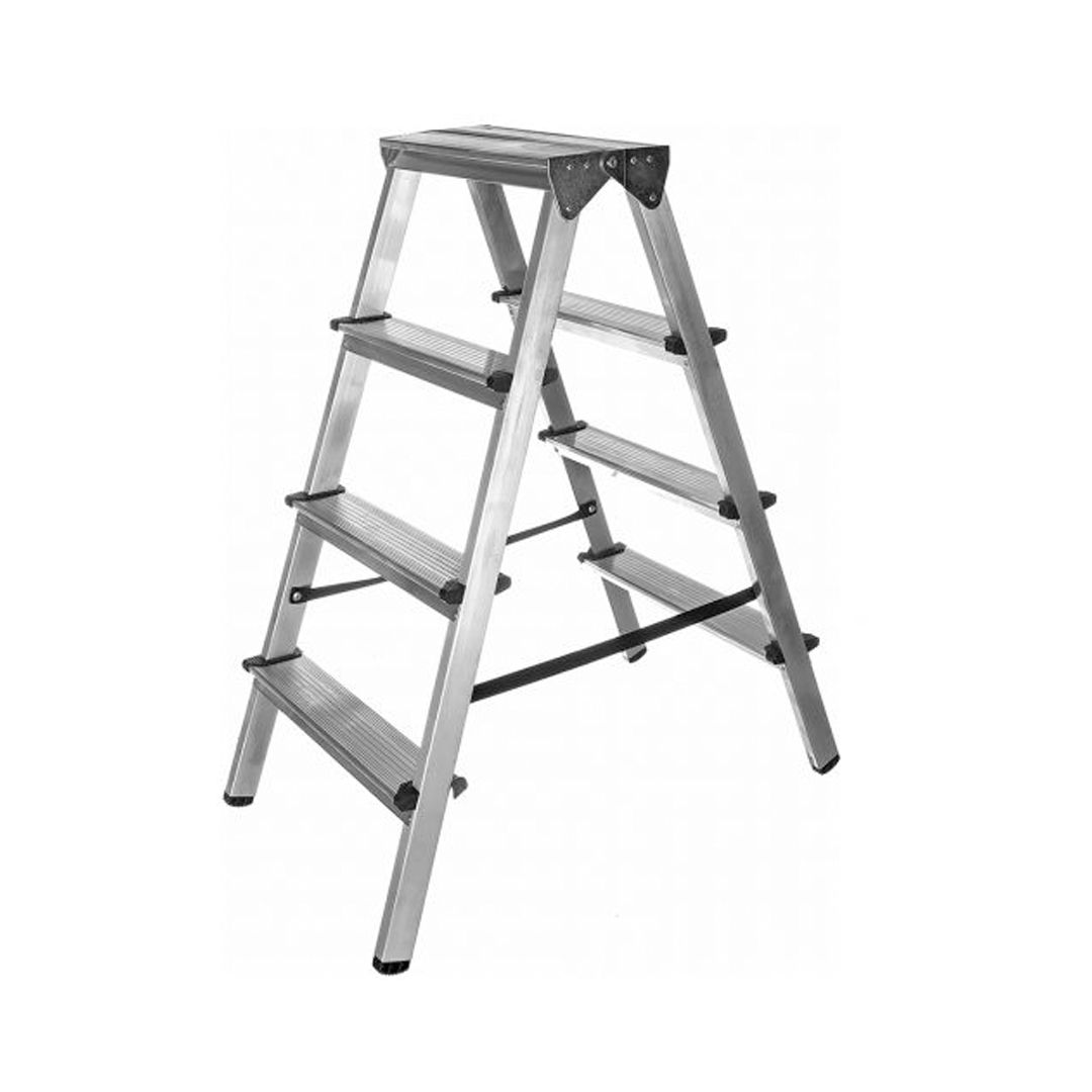 Стремянка стальная, двухсторонняя, 4 ступеней, рабочая высота 300 см / Стремянки, лестницы