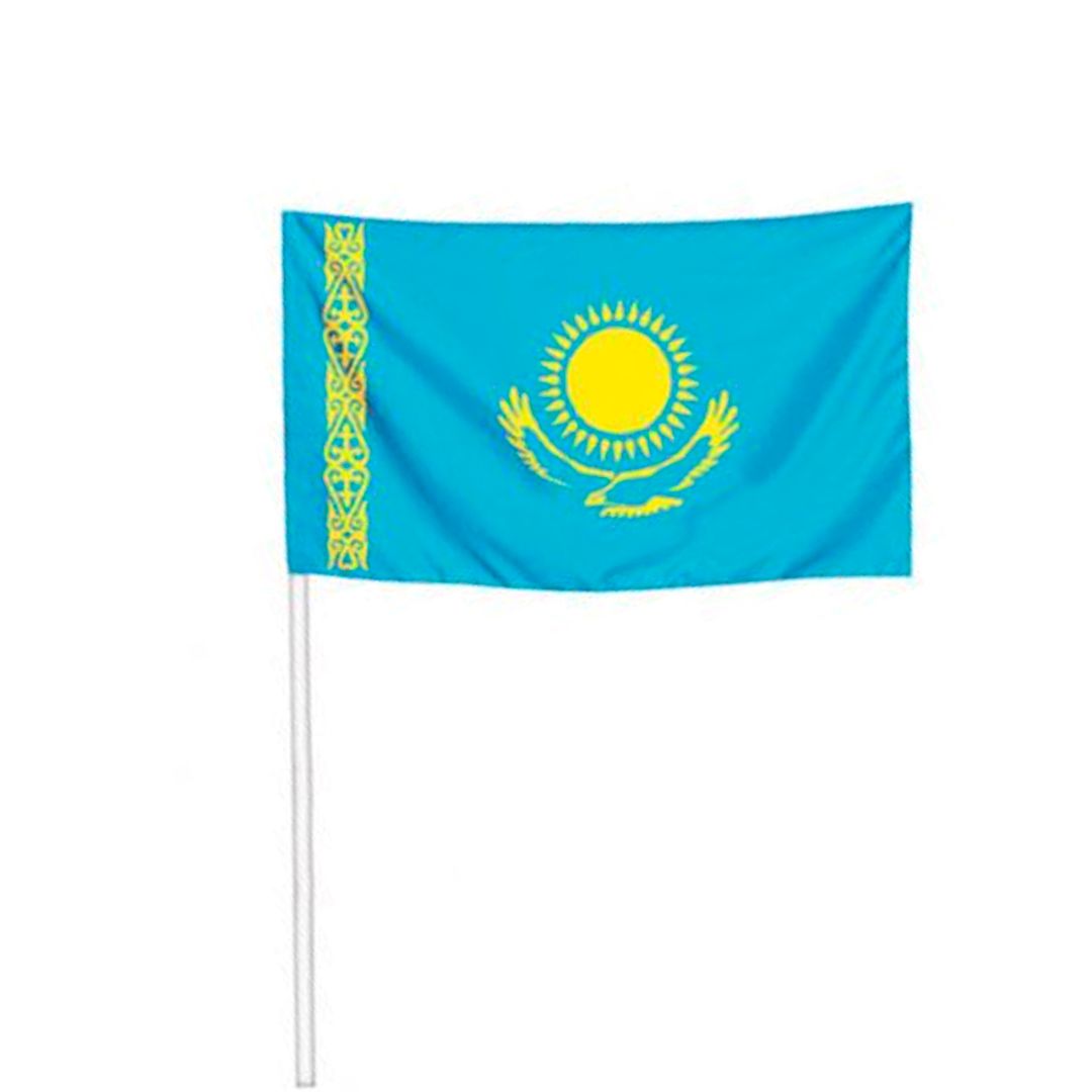 Флажки приветствия Республики Казахстан, 15*25 см, на шелке, на палочке / Государственные символы