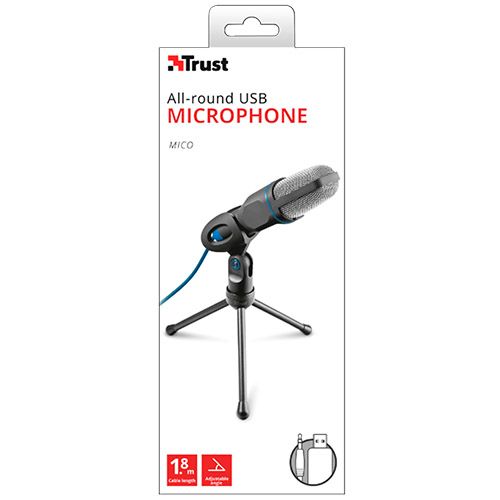 Микрофон настольный Trust Mico, 1,8 м, USB, черный / Веб-камеры №3