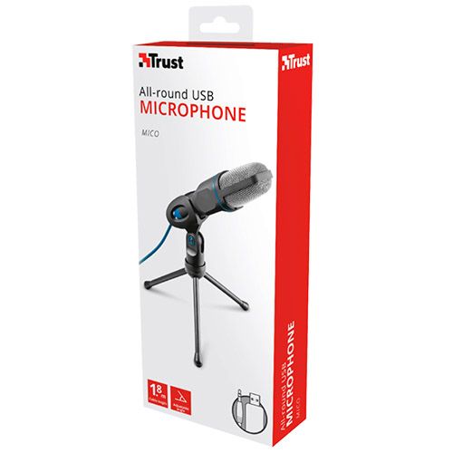 Микрофон настольный Trust Mico, 1,8 м, USB, черный / Веб-камеры №11