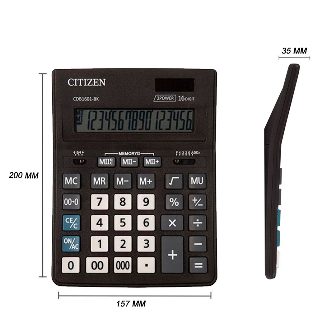 Калькулятор настольный Citizen Business Line CDB, 14 разрядов, 157*200*35 мм, черный