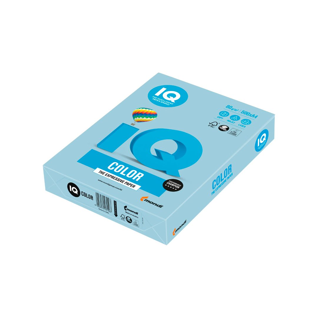 Бумага IQ Color Pale, А4, 80 г/м2, 500 листов, голубой лед / Бумага цветная №2
