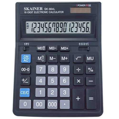 Калькулятор настольный SKAINER SK-664L, 16 разрядов, 153*199*31 мм / Калькуляторы настольные
