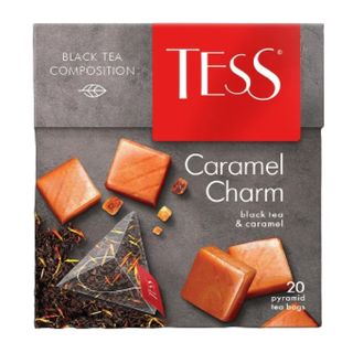 Чай Tess Caramel Charm, черный фруктовый, 20 пирамидок / Чай пакетированный
