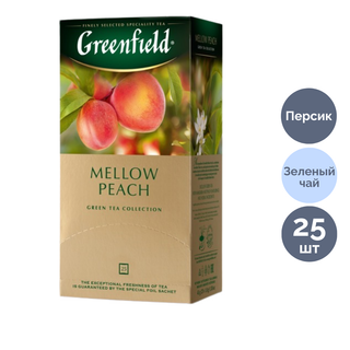Шай Greenfield Mellow Peach, жасыл шай, 25 қалташа / Қалташалардағы шай