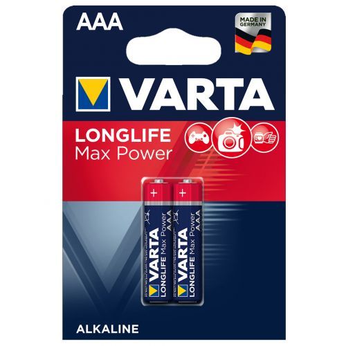 Батарейки Varta LONGLIFE Max Power Micro мизинчиковые AAA LR03, 1.5V, 2 шт./уп, цена за упаковку / Батарейки