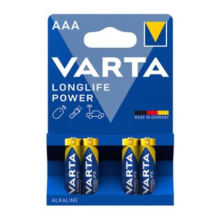 Батарейки Varta LONGLIFE Power Micro мизинчиковые AAA LR03, 1.5V, 4 шт./уп, цена за упаковку / Батарейки
