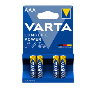 Батарейки Varta LONGLIFE Power Micro мизинчиковые AAA LR03, 1.5V, 4 шт./уп, цена за упаковку / Батарейки